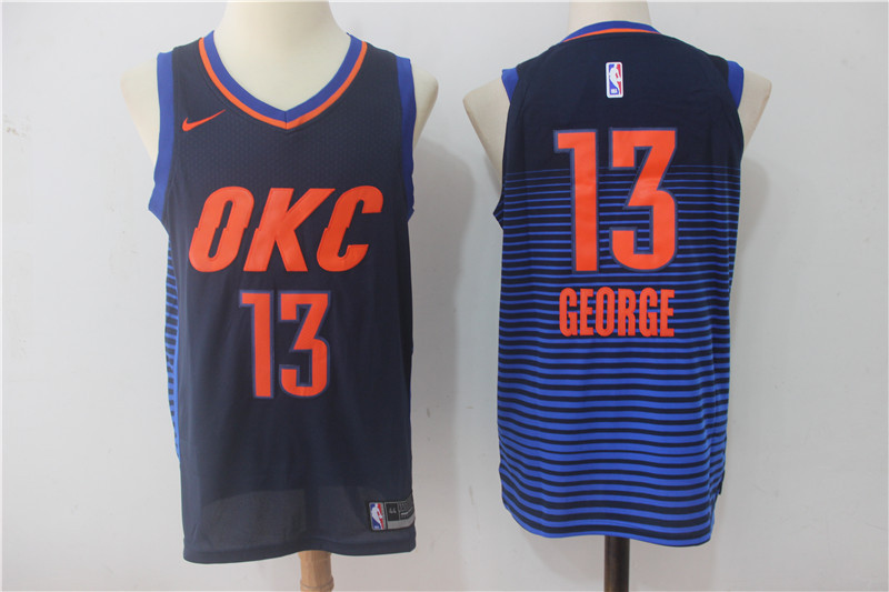 Men Oklahoma City Thunder #13 George Blue OKC NBA Jerseys->los angeles lakers->NBA Jersey